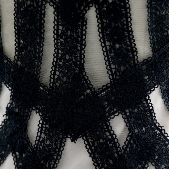 NWT Gothic Mermaid Black Lace Champagne Formal Evening Gown - Picture 4 of 7